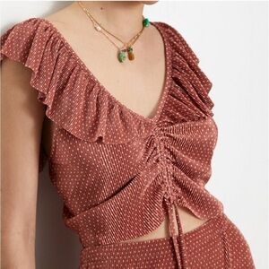 NWT Zara polka dot ruffle sleeve crop top size S